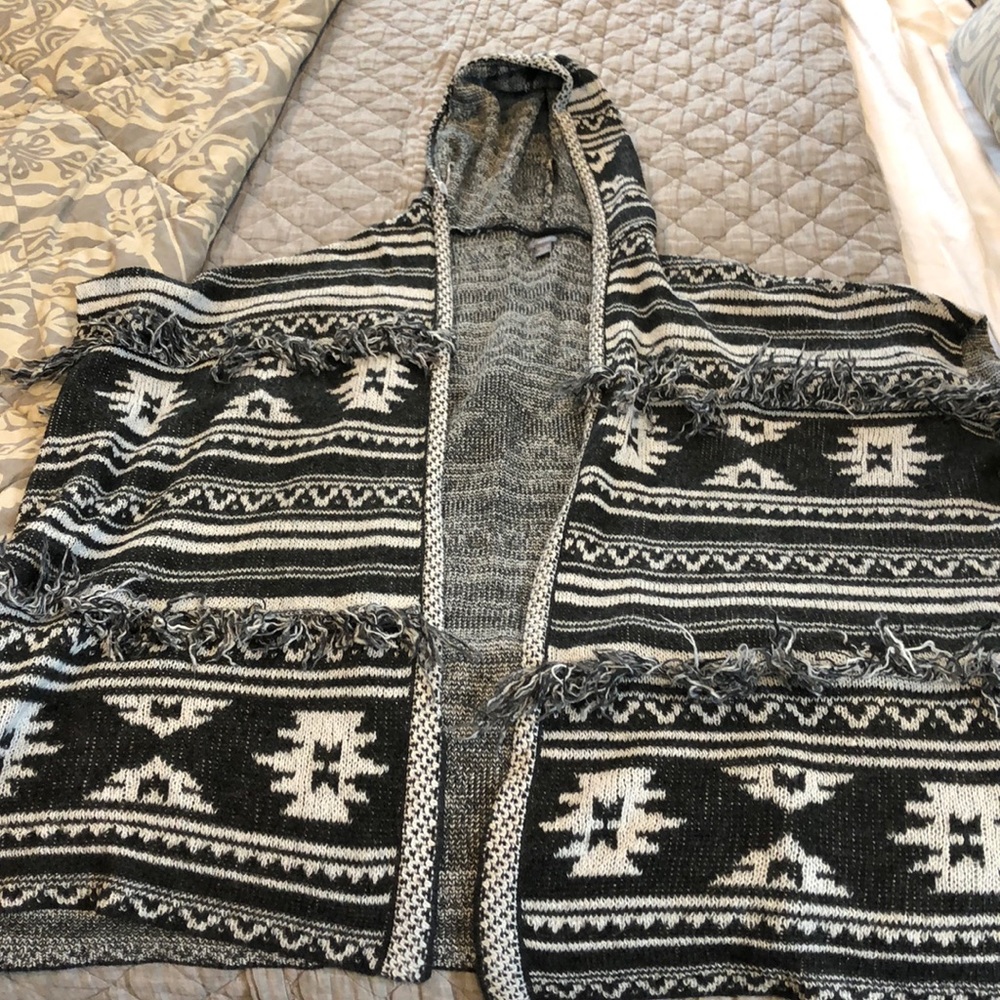 Hooded poncho sweater